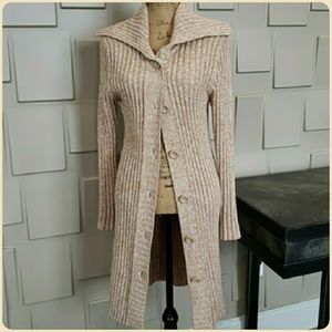 North Crest sweater coat jacket beige tan long sleeve Size Large Juniors